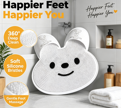 Bunny Shower Foot Scrubber Mat, Non-Slip Foot Massager for Shower