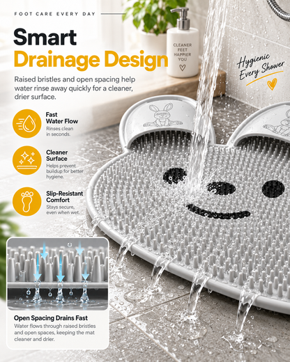 Bunny Shower Foot Scrubber Mat, Non-Slip Foot Massager for Shower