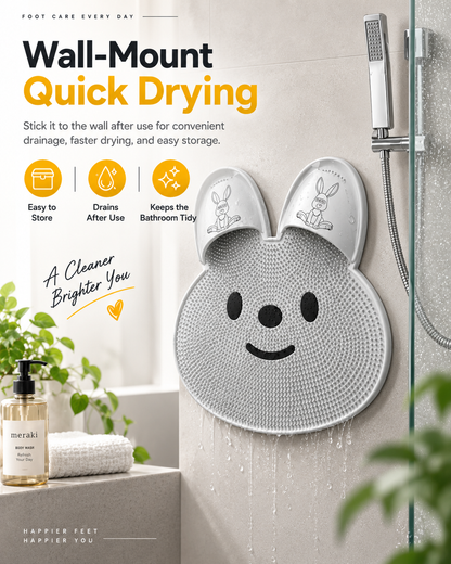 Bunny Shower Foot Scrubber Mat, Non-Slip Foot Massager for Shower
